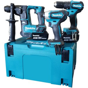 אפעל תיקונים - פטישון+אימפקט+מברגה 18V מקיטה +2 סוללות 27RME 4A